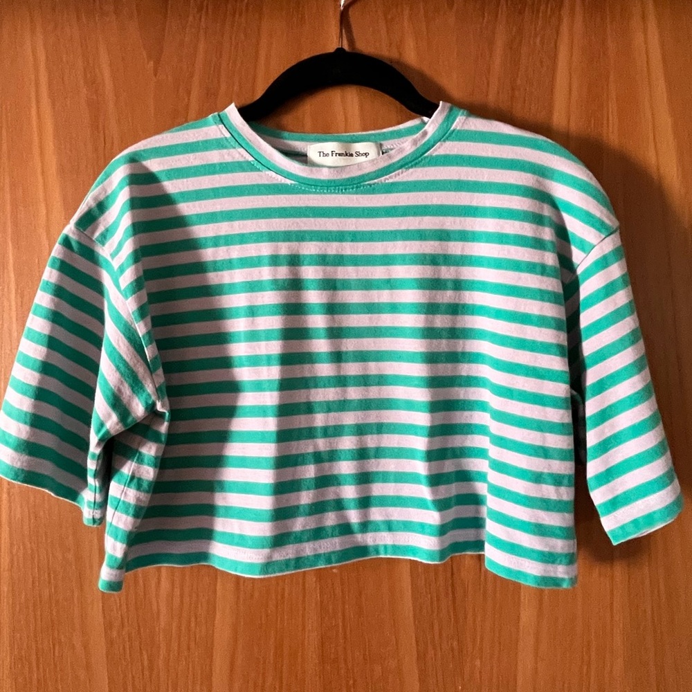THE FRANKIE SHOP CROPPED STRIPE T-SHIRT TOP